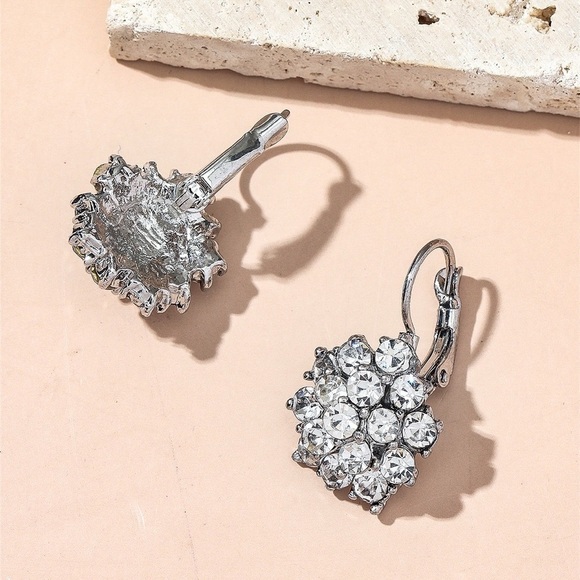 Any 2/$20! Sparkling Silver Crystal Cluster Lever Back Earrings - Picture 4 of 6